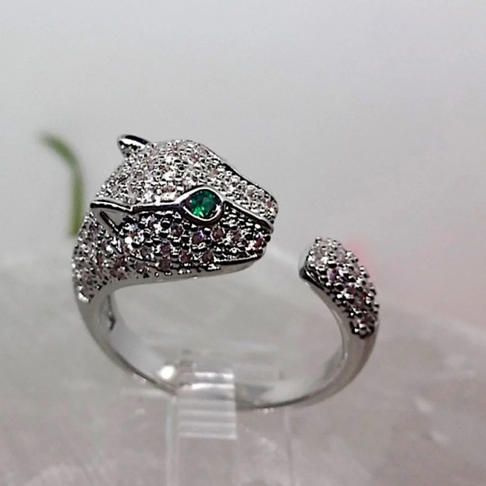 SILVER PANTHER ZIRCON RING - Picture 5 of 11